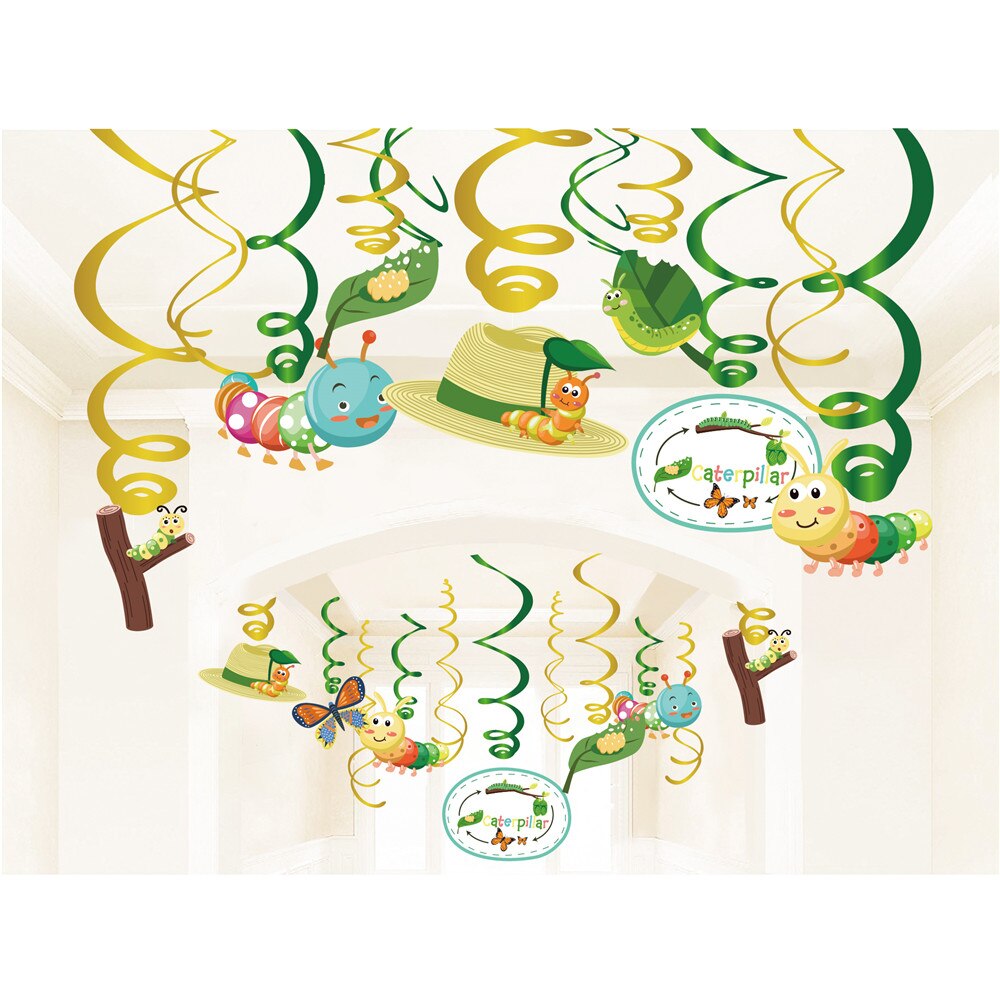 Voorjaar Rups Evolution Vlinder PVC Party Opknoping Swirl Baby Douche Plafond Spiralen Kids Verjaardagsfeestje Decoraties