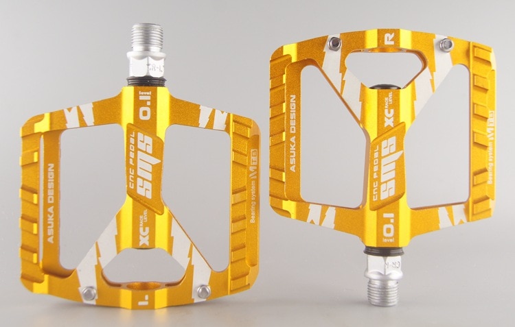 Sms cykelpedaler aluminiumslegering gevind forseglede lejer mtb pedal landevejscykling ridecykelpedaler: Gul