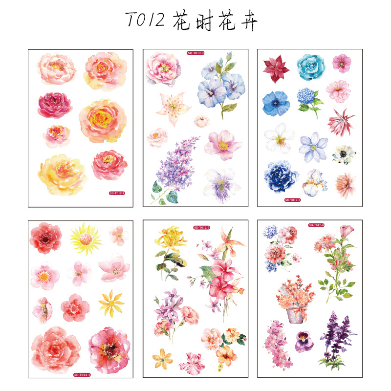 Pegatinas de papel Washi Kawaii para diario, suministros de papelería decorativos para cuaderno, álbum de recortes, 6 hojas