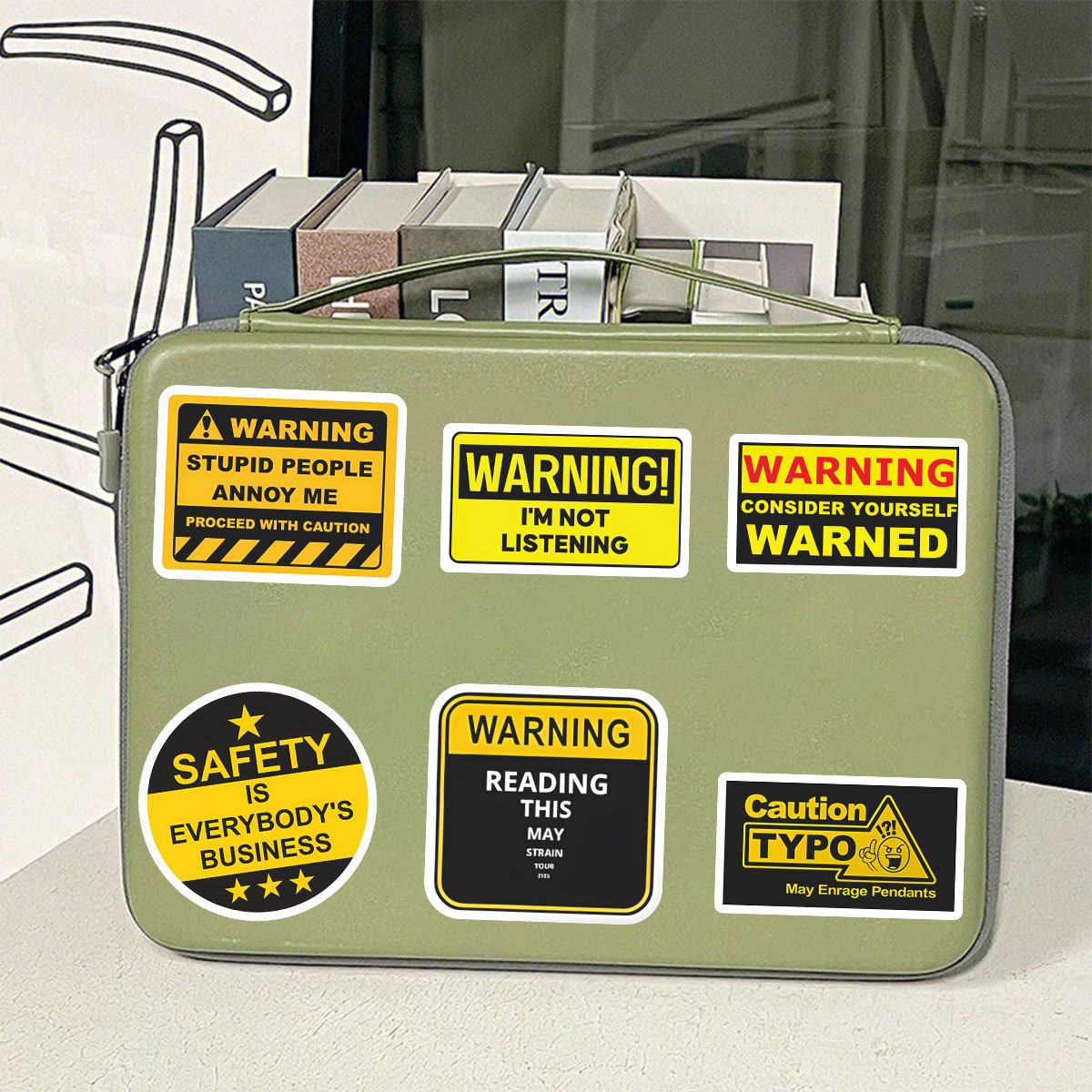 60 szt. Naklejki ostrzegawcze, naklejki DIY, naklejki do scrapbookingu, na telefon, bagaż, deskorolkę, wodoodporne naklejki