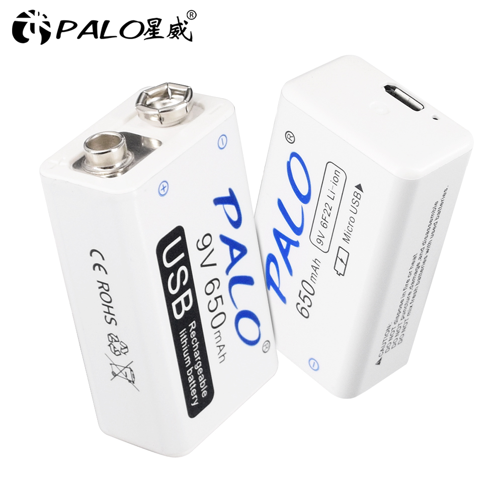 Palo 9v ladattava akku 650 mah 6 f 22 micro usb 9v litium-ion akku yleismittarille mikrofoni lelu kaukosäädin ktv