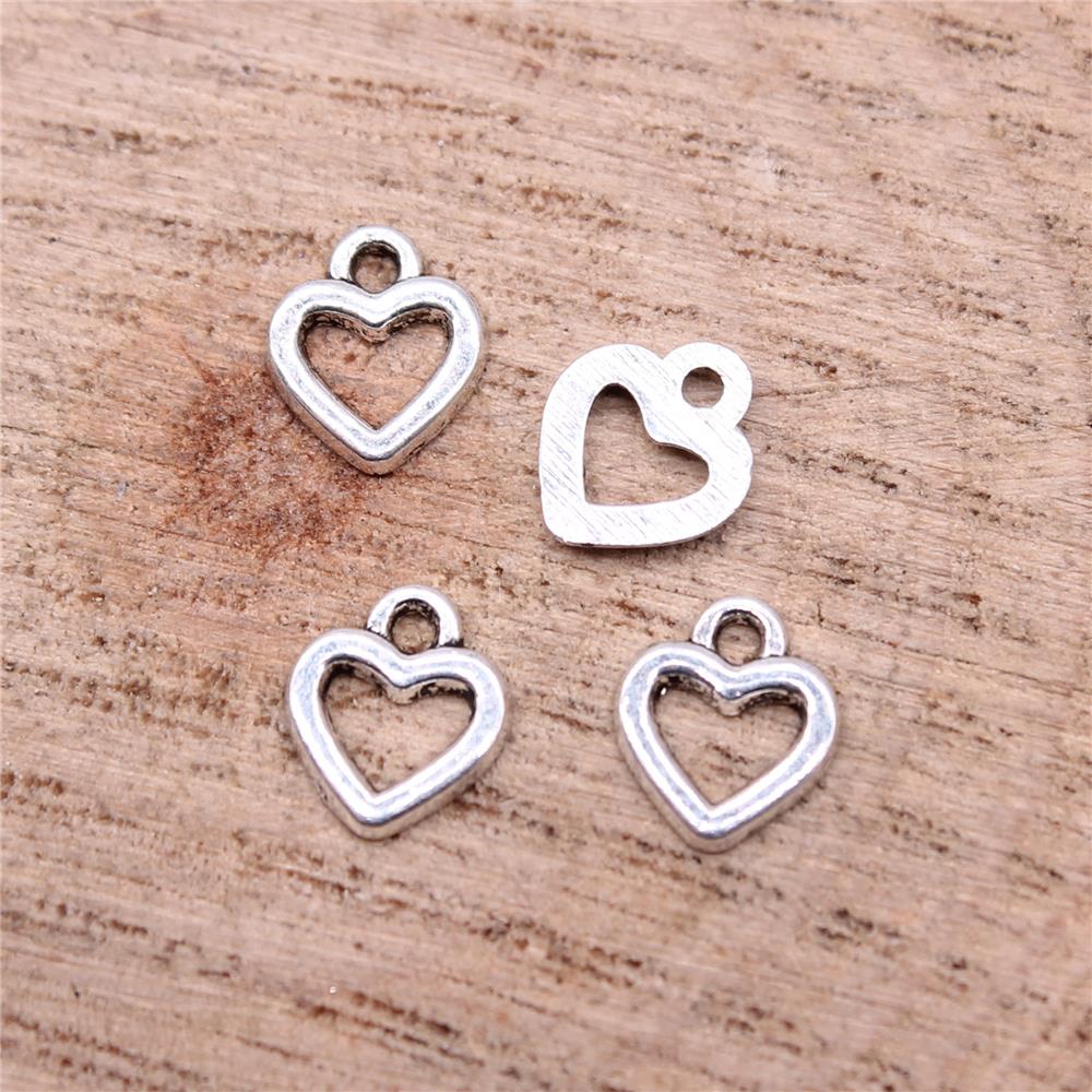 WYSIWYG 40 stücke Reize 8x7mm Hohl Herz Charme Für Schmuck Machen DIY Schmuck Erkenntnisse Legierung Charme