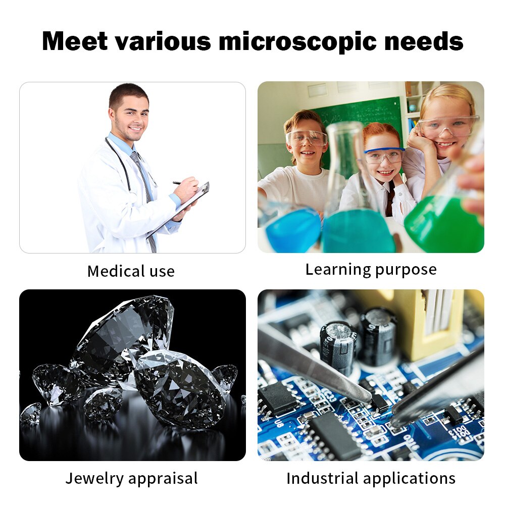 Adjustable 1600X Microscope Handheld Digital Microscope Endoscope USB Interface Electron Microscope with 8 LEDs with Bracket