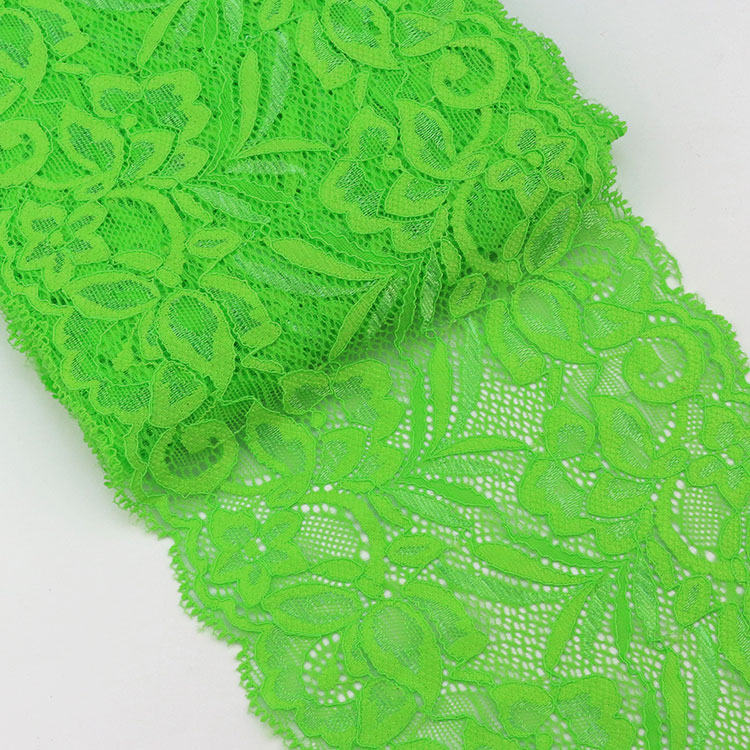 15cm Soft Elastic Floral Pattern Lace Ribbon DIY Crafts Supplies Lace Tape Dress Clothing Top Bra Decoration White Lace Trimming: green