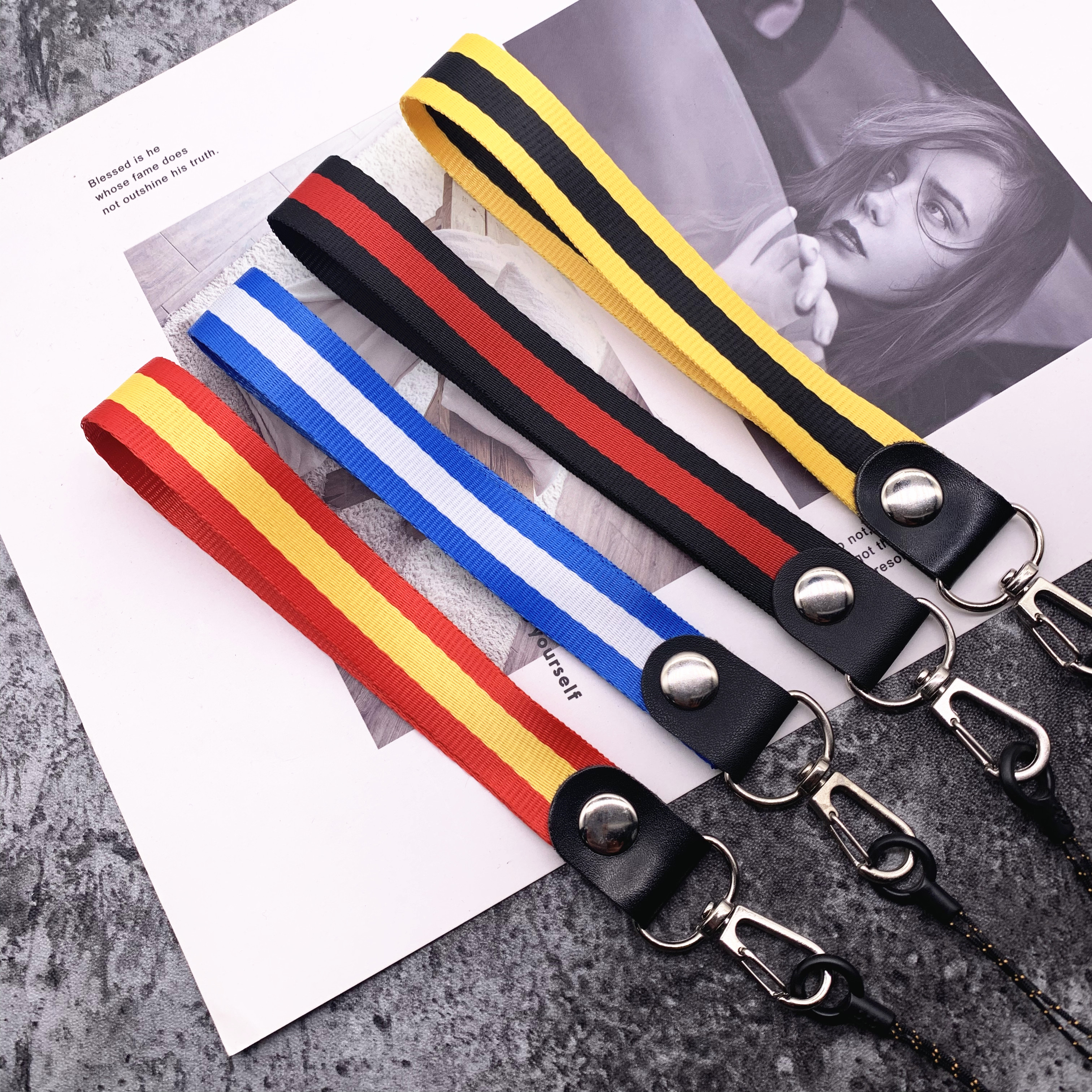 Color strips widen lanyard Wrist Straps Hand Lanyard for Phones iPhone X Samsung Camera USB Flash Drives Keys Accessories