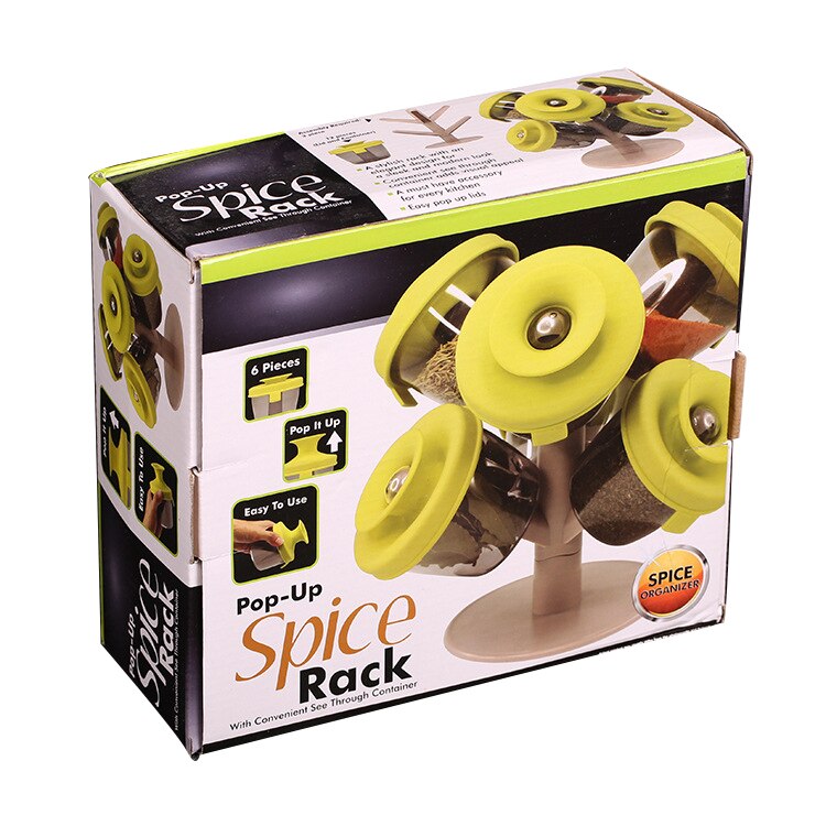 CTDSGW000054 Keuken Opslag Rekken organizer Spice boom potten kruiden tanks 6 blikjes set met Pop up Spice Rack