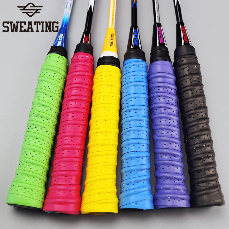 Raquette de Badminton Grip bande raquette à tricoter canne à pêche poignée perforée anti-dérapant absorbant la sueur