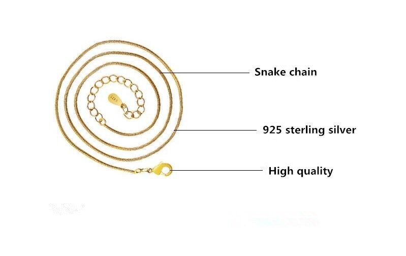 100% 925 sterling silver 24K yellow gold snake chain ladies necklaces jewelry cheap