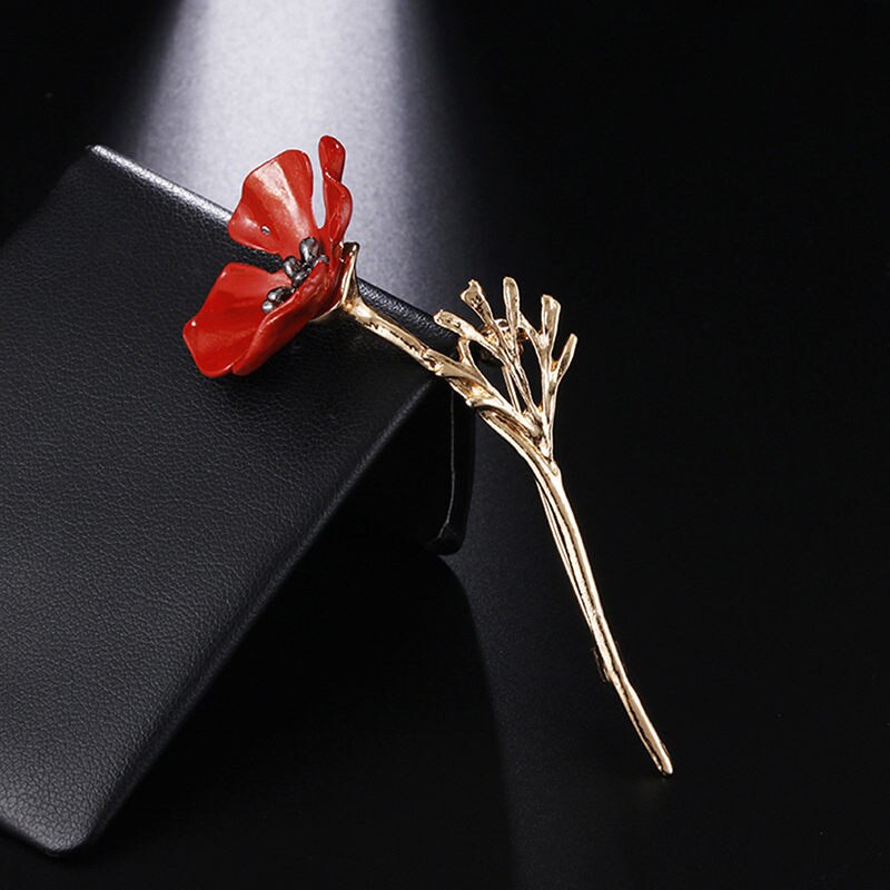 1PC rouge coquelicot fleur broche Vintage col broches pour femmes hommes bijoux broches broches