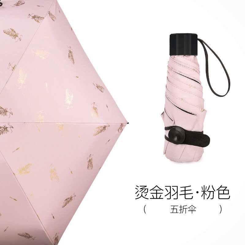50% pocket sun umbrella sun protection ultraviolet sunshade folding women small portable sunny rain dual-use umbrella: 6 bonesB
