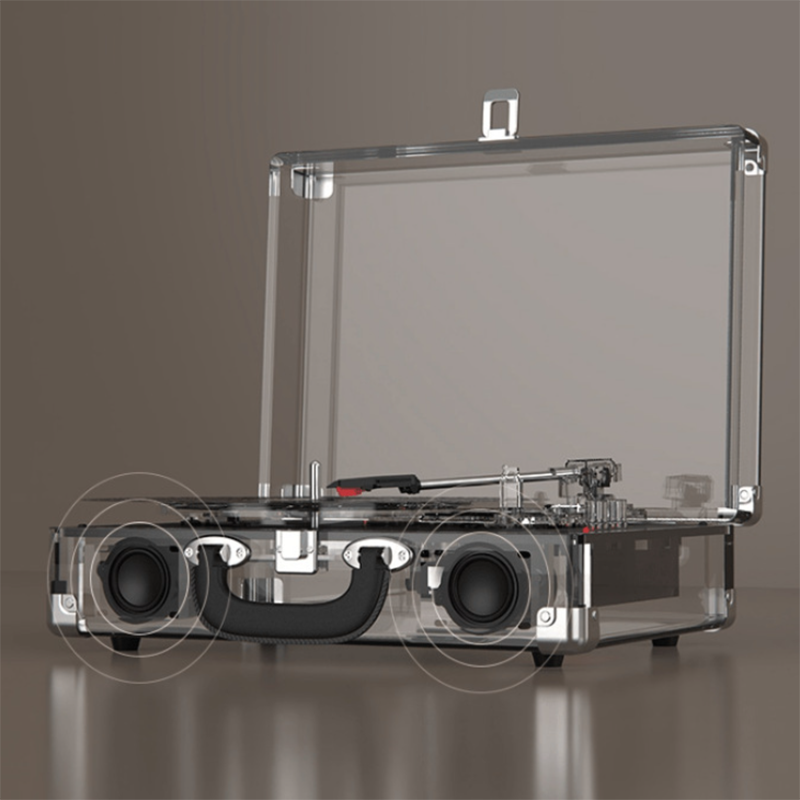 Reproductor de discos de vinilo portátil vintage, tocadiscos de tres velocidades ajustables Bluetooth 5,0 con salida de sonido de cubo, tocadiscos pроигры eusтль