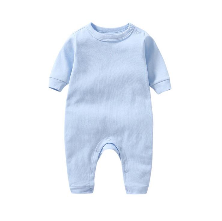 Schouder Buttonslong Mouwen Effen Colorinfant Pasgeboren Baby Girlschunky Katoen Jumpsuits: blue / Pasgeboren