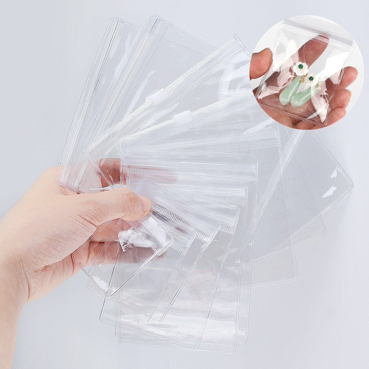 50pcs/lot PVC Zipper Bag Clear Soft Plastic Bag Sealed Anti-oxidation Jewelry Storage Bag Souvenir Universal Packaging