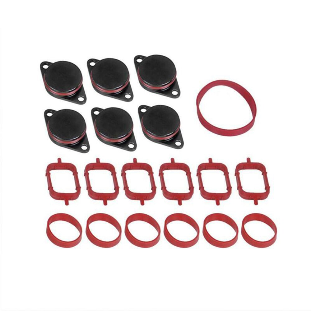 6Pcs 33mm Plugs With Intake Manifold Gasket For BMW M57 E39 E60 Swirl Blank Flap Repair Fix Delete Kit With Intake Gasket
