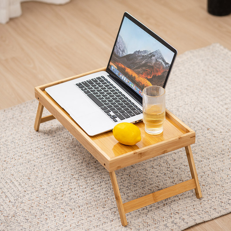 Plateau de service portable en bambou, pieds pliants, table d'escalier de lit, petit-déjeuner pour canapé, manger, dessin, bureau de collation