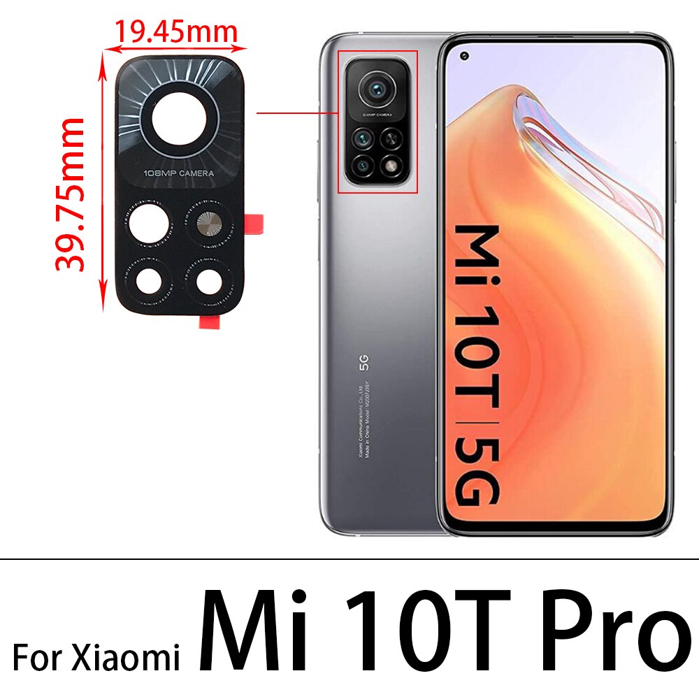 Rear Back Camera Glass Lens For Xiaomi Mi A2 Lite A1 A3 8 9 10 Ultra 11 Lite 10T Pro Poco F3 Poco X3 Pro Camera Glass Lens: Mi 10T Pro