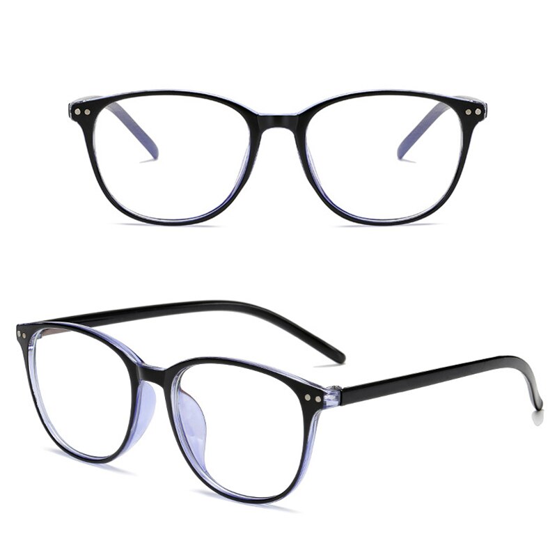 Unisex Computer Glasses Blue Light Blocking Anti Fatigue Ultra Light Round Nerd Eyeglass Frames Teens Boy Girl Anti Eye: black blue