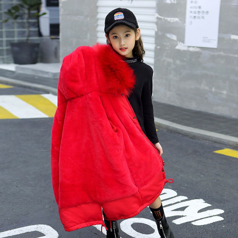Winter Jacke für Mädchen Russische freundlicher Schneeanzüge Plus Samt Warme Mit Kapuze Oberbekleidung Mantel freundlicher Teenager Mädchen Parkas 6-13 Y