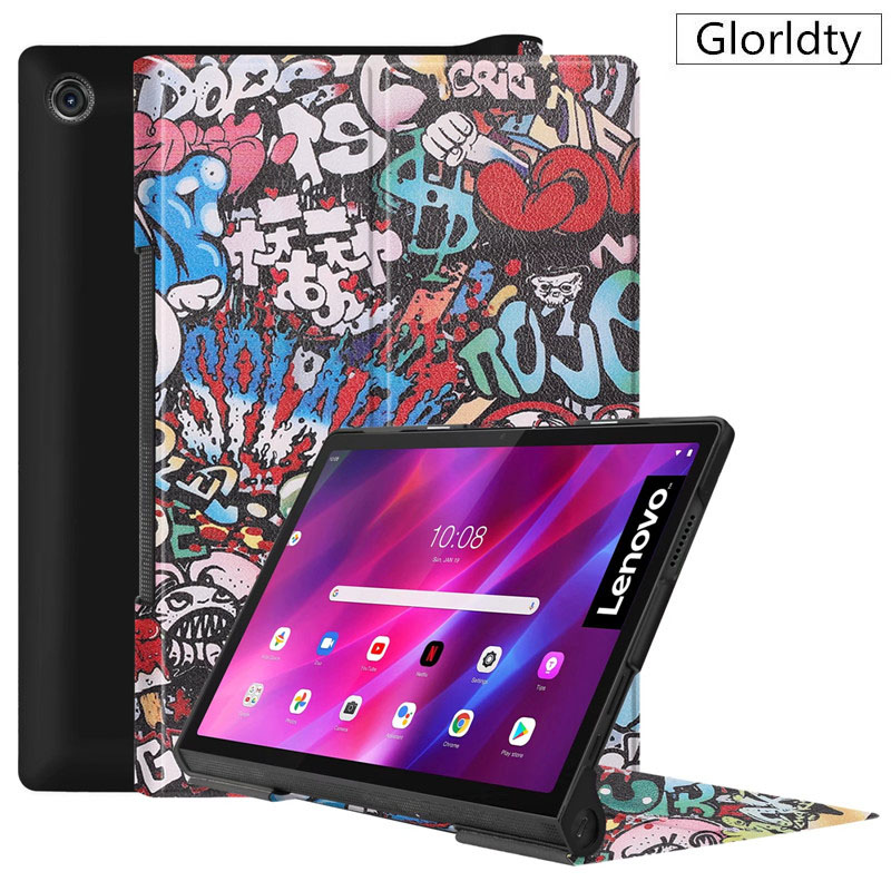 Geschilderd Funda Voor Lenovo Yoga Tab 11 Case YT-J706F Pu Lederen Flip Etui Voor Lenovo Yoga Tab 11 Yt j706F Tablet Coque + Pen: tu ya