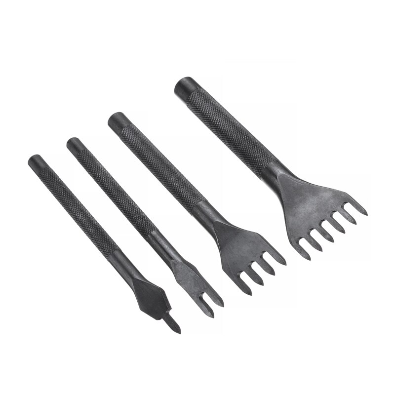 DIY Leather Hole Punching Tool Black Steel Punches 3/4/5mm Leather Drilling Chisel Hole Punch Splicing Craft Tool Supplies 4pcs