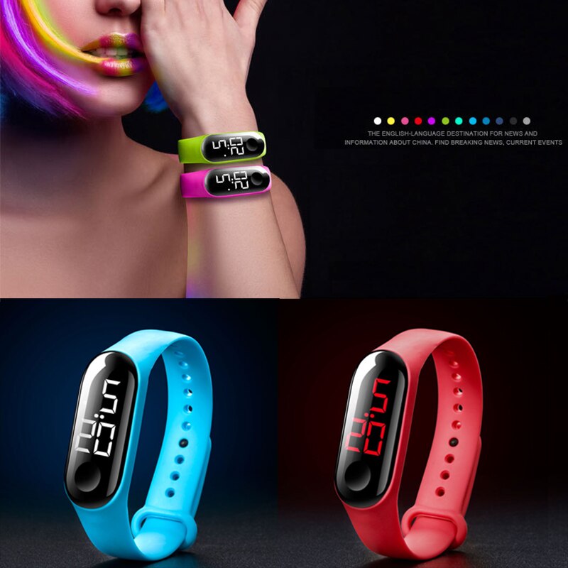 électronique nouvelle montre numérique Silicone Bracelet Bracelet montre pour femmes hommes unisexe montres LED Sport écran tactile étanche