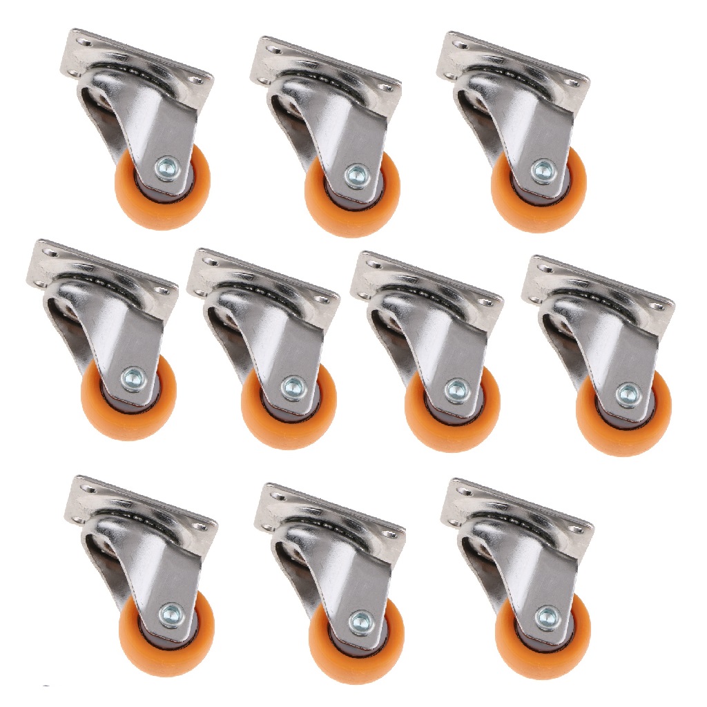 10 st vagnhjul svängbara länkhjul för vagnar 32mm 17kg st orange nylon