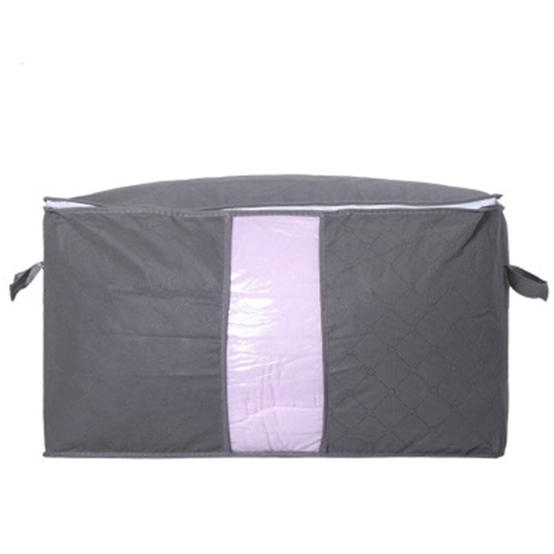 Bolsa de almacenamiento de edredón extragrande, bolsa de almacenamiento de ropa con asas, portátil, a prueba de polvo, no tejida, con cremallera, 60x42x36cm: 60x42x36cm Grey