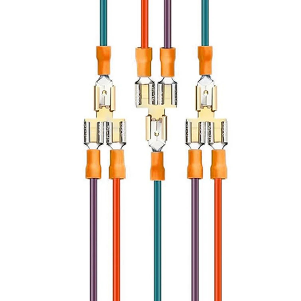 30Pcs Connector Quick Disconnect Electrical Double Piggyback Spade Spade Connector Terminal Way Wire Double Piggyback