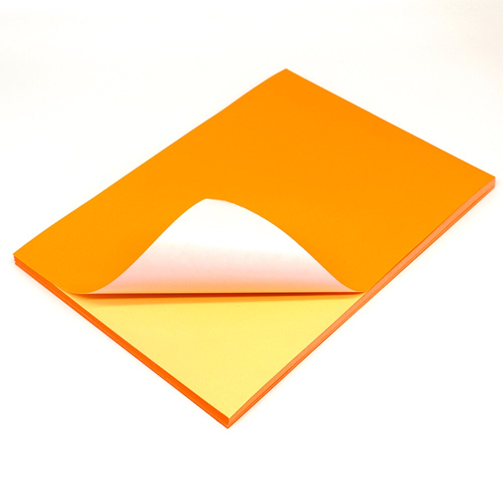 Colorful a4 Paper Self-adhesive Printer Paper Writable A4 Stickers: Fluorescent orange