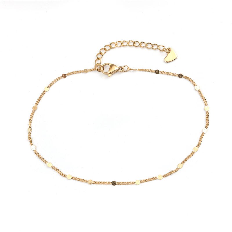 Rvs Enkelband Voor Vrouwen Gouden Kleur Op Voet Enkelbandjes Voet-Keten Barefoot Vrouwelijke Sieraden Trend,1 Pc: 2