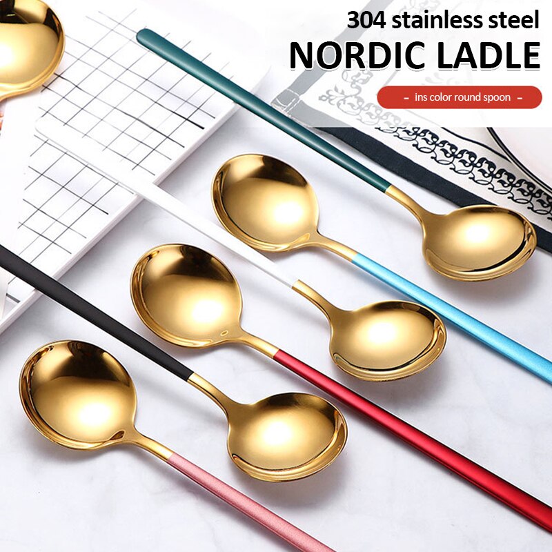 304 Roestvrij Staal Mengen Roeren Lepel Creatieve Lange Handvat Keuken Kleine Lepel Dessertlepel Koffie Ijs Lepels Voor Picknick