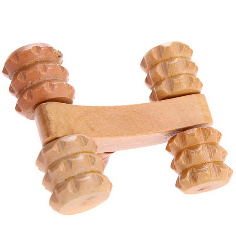 Rodillo de madera maciza de cuerpo completo para coche, herramienta de masaje de mano relajante, reflexología, para terapia corporal de pie y cara