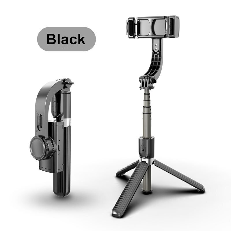 L08 håndholdt greb stabilisator stativ 3 in 1 selfie stick håndtag fjernbetjening selfie stativ til alle smartphones mini stativer: Sort