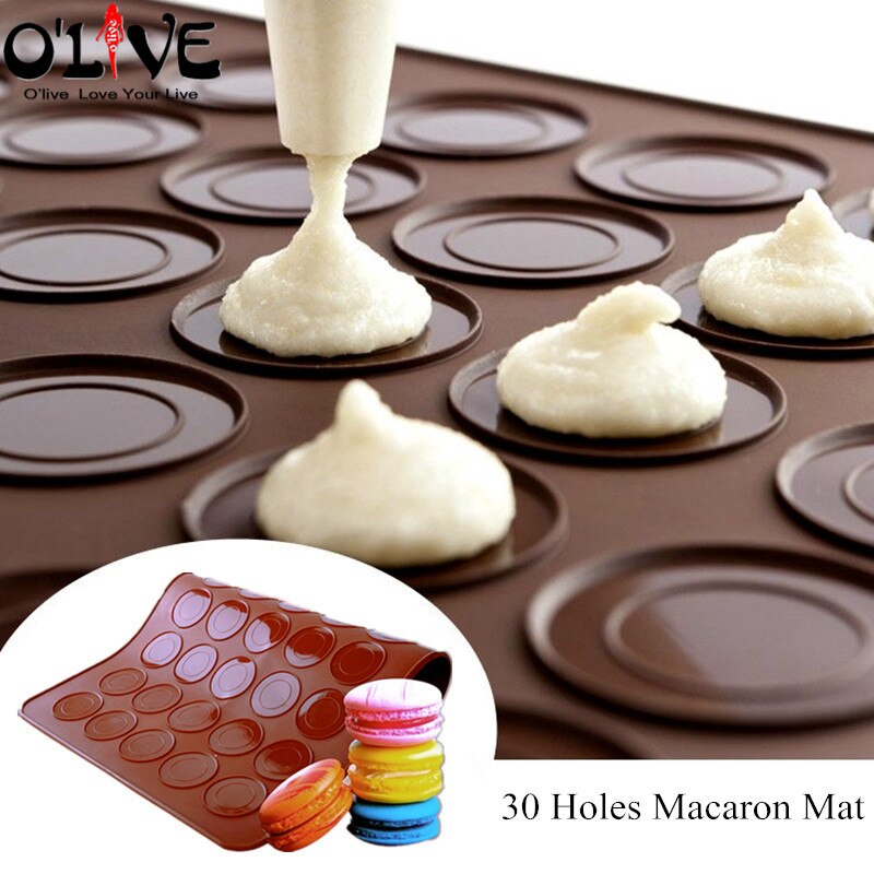 30 Holes Macaron Silicone Mat Non-stick Bakeware Round Cake Forms Baking Mold Tray Pastry Tools Kitchen Bakery Accessories