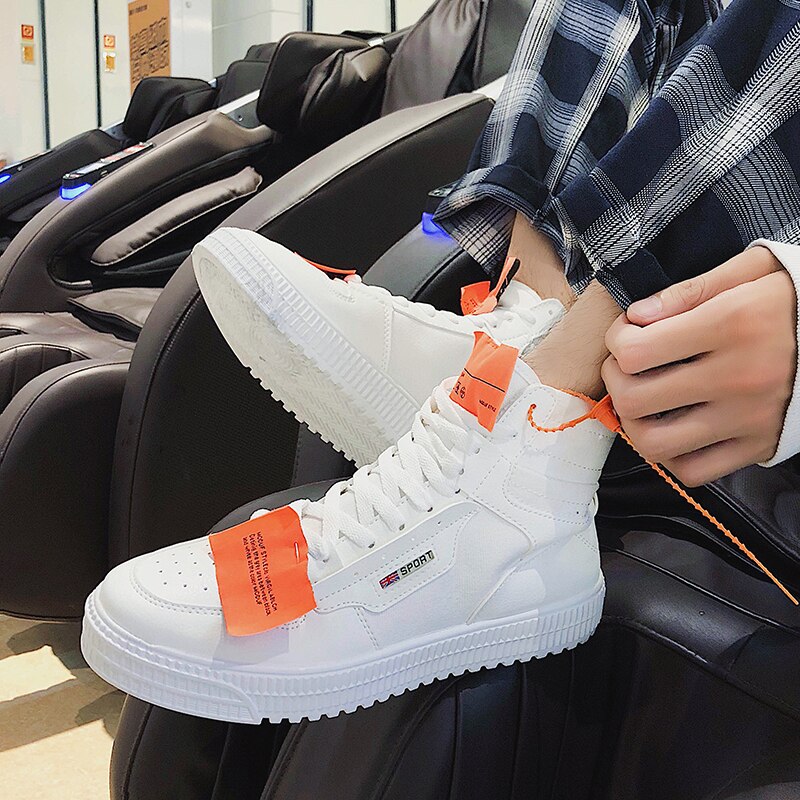 Aizhetu heren high-top canvas schoenen heren zomer lente herfst top sneakers hoge stijl effen kleuren heren witte schoenen