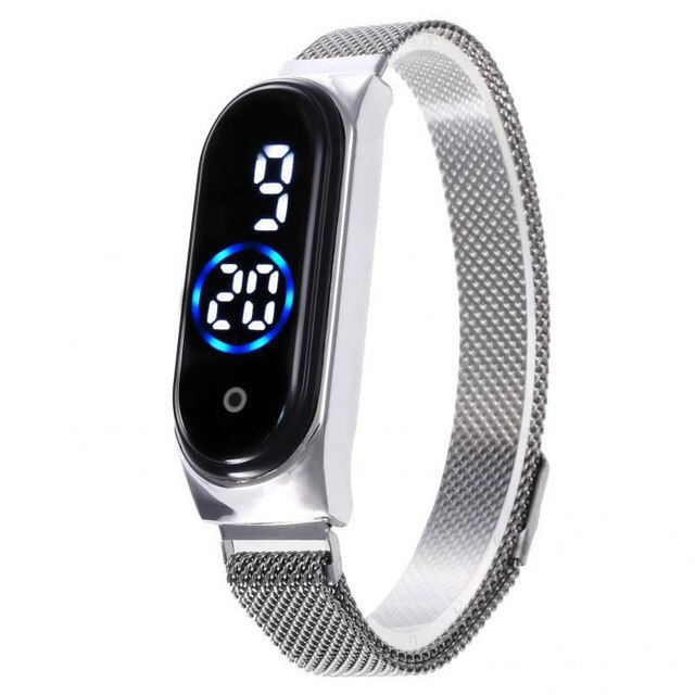 Frauen Uhren Digitale Armbanduhren LED Magnetit Wasserdichte berühren Reis berühren Kontrolle: Weiß