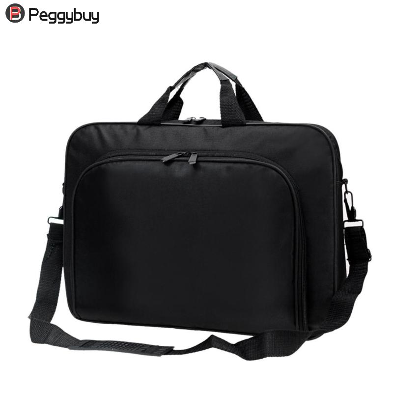 Negócios portátil unisex bolsas de computador de náilon zíper ombro portátil simples sacos maleta preto