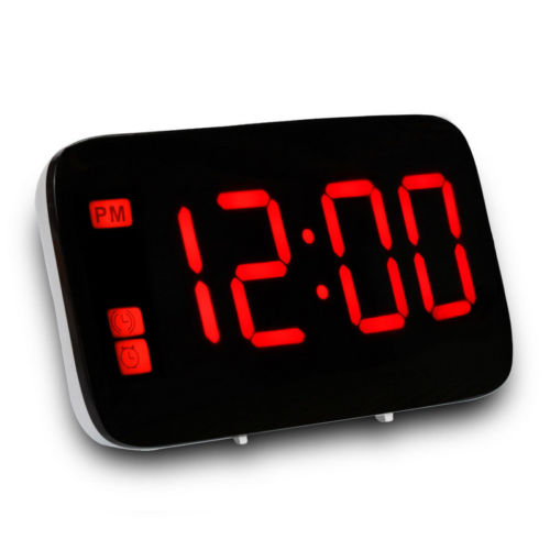 Digital LED Alarm Clock Large Screen Snooze Battery Powered Voice Control Clocks