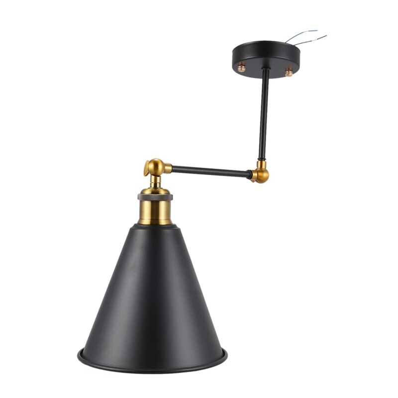 Retro industriële eenvoud antieke wandlamp met metalen paraplukap - zwart
