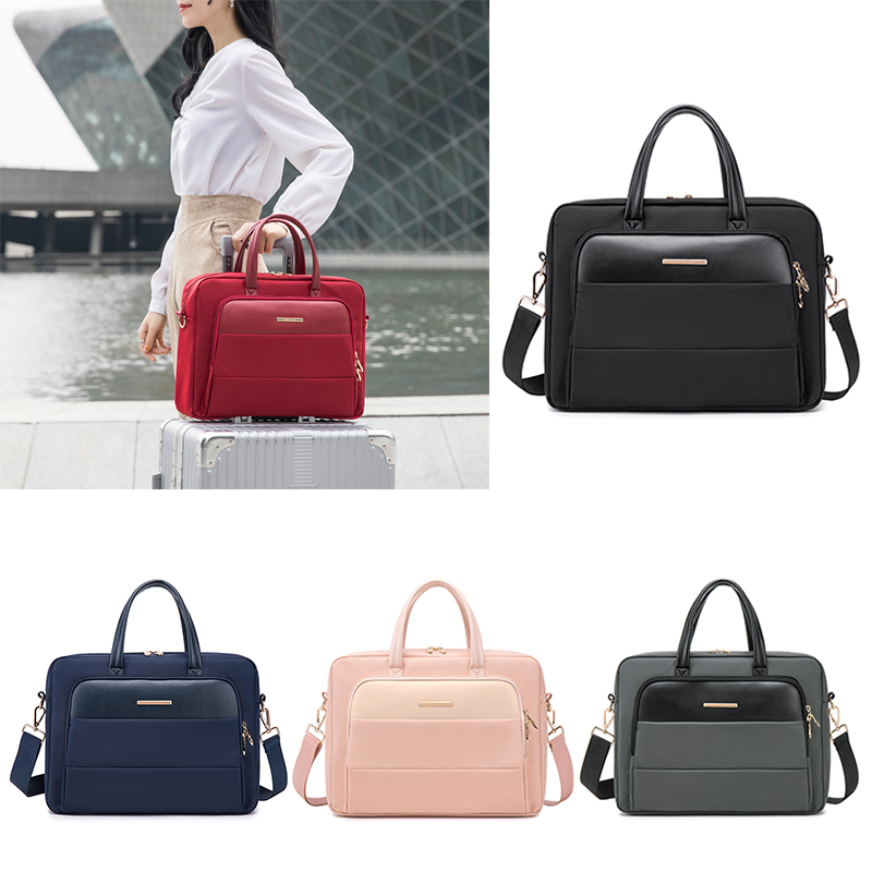 Dames Laptop Tas Pu + Polyester Notebook Koffer Voor 13 14 15 16 Inch Laptop Schoudertassen Reiskantoor Dames Handtassen