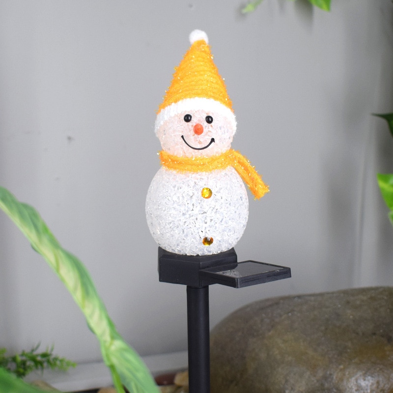 Luz Solar de exterior para jardín hermoso hombre de nieve, lámpara de paisaje nocturno, decoración de jardín para Navidad, serie de dibujos animados, de vacaciones para niños: Yellow Snowman