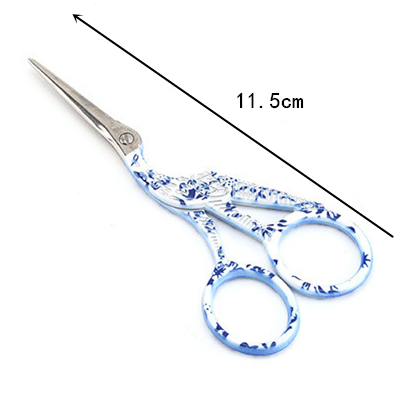 2 Size Stainless Steel Craft Scissors Handmade DIY Sewing Tools Zig Zag Fabric Scissors Pink Antique Stork Scissors: Large White flower