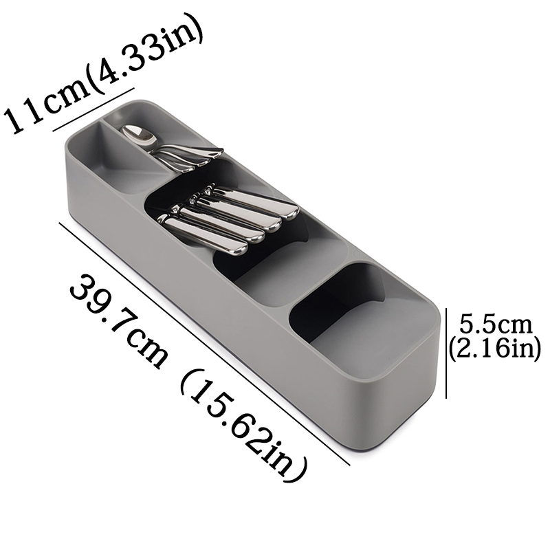 Bandeja de almacenamiento de cubiertos multiusos para cocina, soporte para cuchillos, tenedor, cuchara, organizador de clasificación, cajón, cajas de almacenamiento categorizadas: Rojo