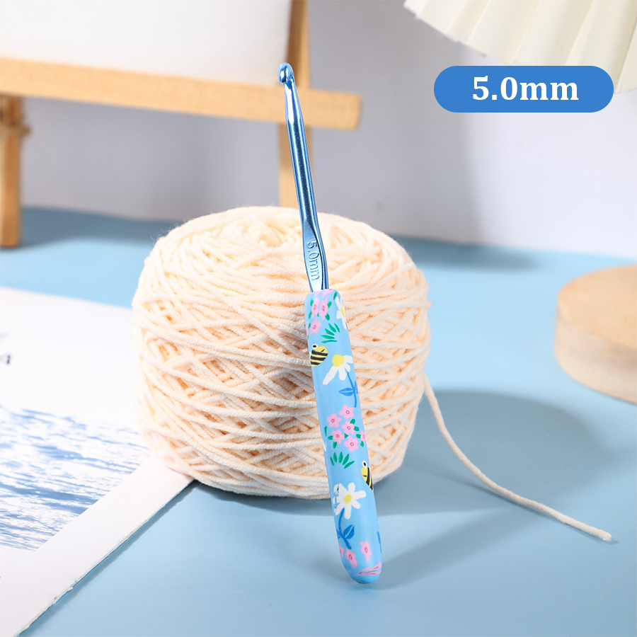 1 Stück/2,0–10,0 mm kleine Biene bedruckte Häkelnadeln, Häkelnadeln für Anfänger und Stricken, Häkelgarn, DIY-Bastelbedarf: Dark Khaki