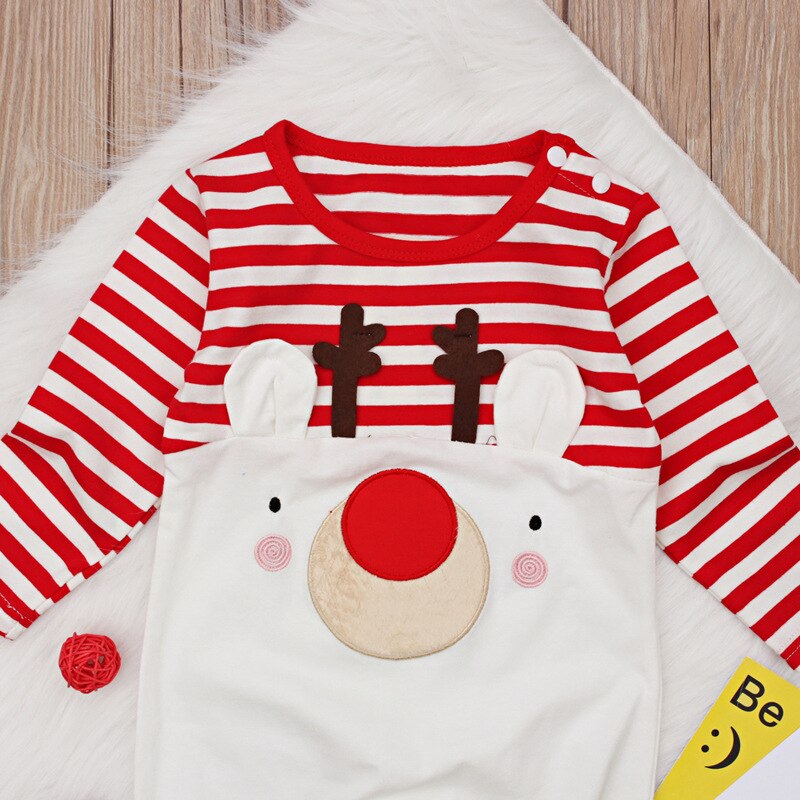 Autumn Winter Baby Romper Santa Claus Boy Girls Baby Clothes Rompers Long Sleeves Stripe Christmas Infant Jumpsuit DS19