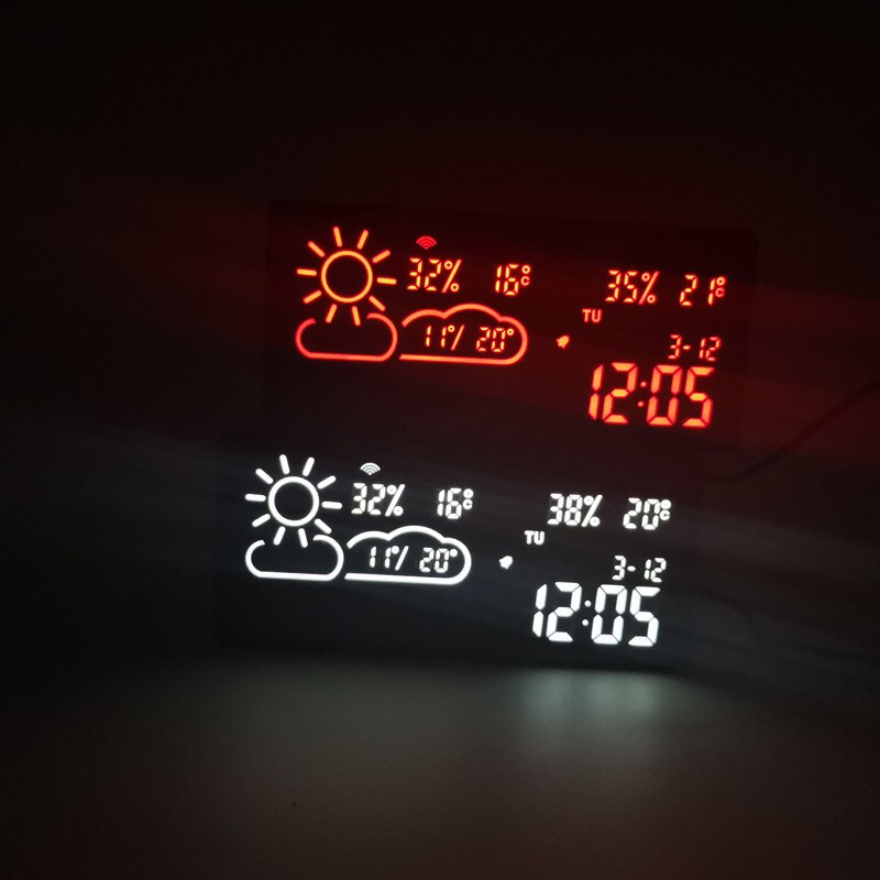Alarmklokke wifi verdens tid værmelding temperatur og fuktighet app smart trådløs tilkobling ledet stille slumre elektronisk