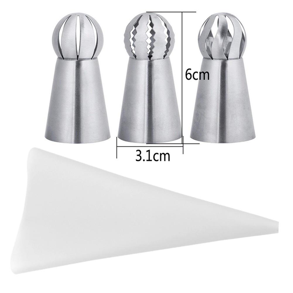 Cake Piping Tips Decoreren Mond Set 4 Delige Set Sferische Roestvrij Staal Plastic Bakken Nozzle Tool Diy Decoratie Nozzle Bag: WHITE