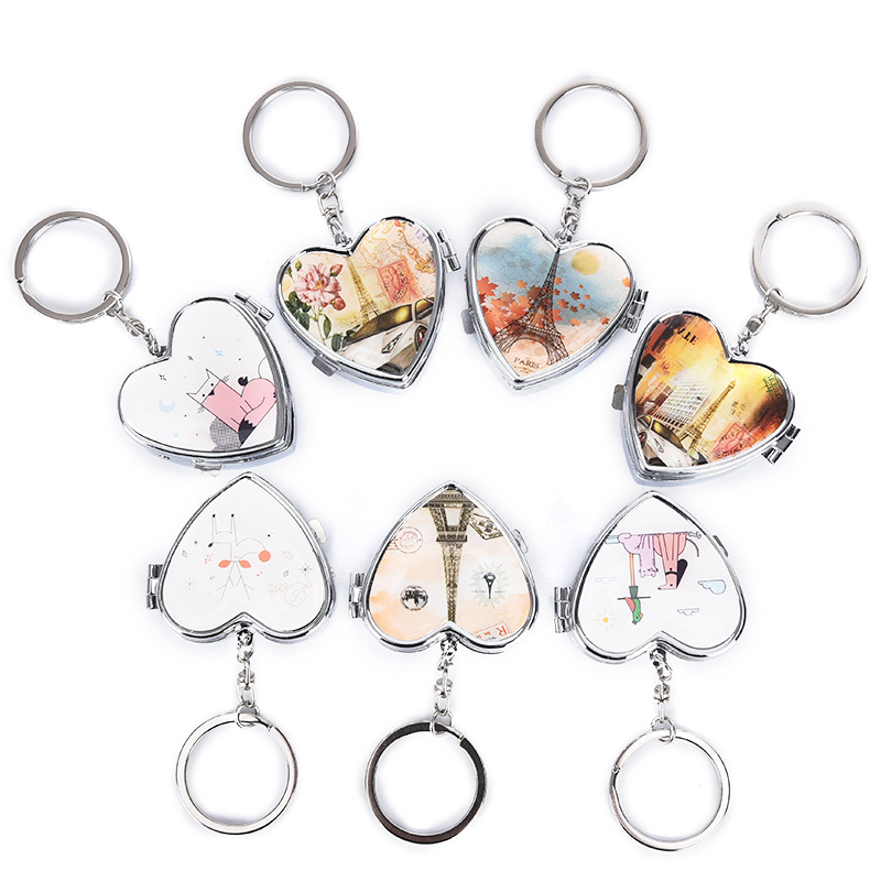 1 stuks draagbare metalen hartvormige pillendoos, opvouwbare pillendoos, metalen pillensnijder, medicijnorganizer, make-up opbergdoos