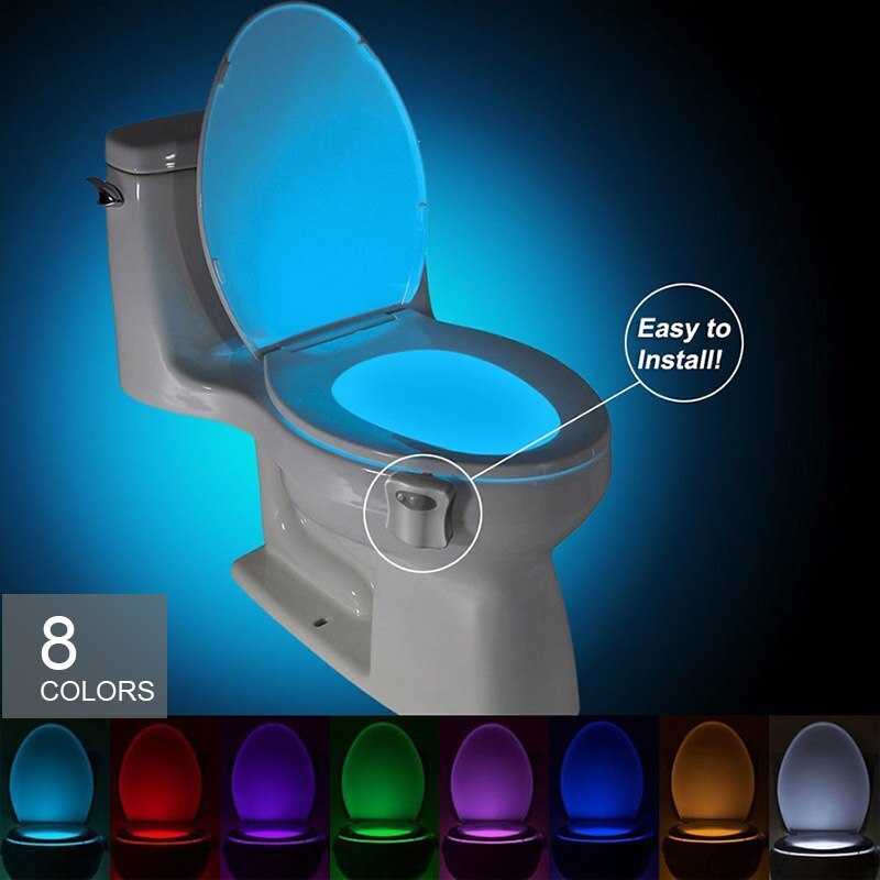 16/8 farve baggrundsbelysning til toiletskål wc toilet sæde lys med bevægelsessensor smart badeværelse toilet natlys ført toiletlys: 8 farver