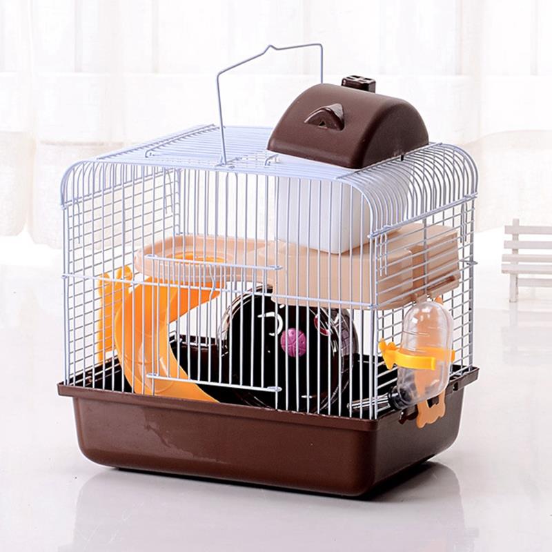 Hamsterbur med tilbehør 2- tier skridsikker små kæledyr levesteder chinchilla hule marsvin pindsvin hus hamster tilbehør